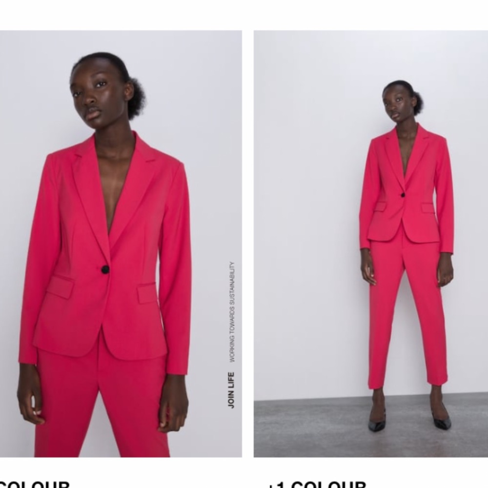 Zara Neon Pink Blazer and Suit Pants Set